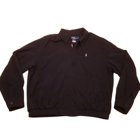 Vintage Polo Ralph Lauren Microfiber Mens Black Work Lined Windbreaker Large - Picture 2 of 9